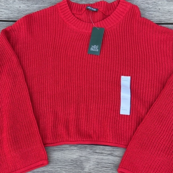 Wild fable red cropped long sleeve sweater nwt - Picture 5 of 6